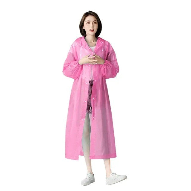 Pelerina de Ploaie, Flippy, pentru Adulti 150-180 cm, din EVA, Impermeabila, Rezistenta la Vant, Inchidere cu Capse, 140 g, Roz