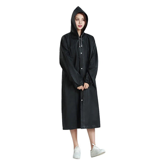 Pelerina de Ploaie, Flippy, pentru Adulti 150-180 cm, din EVA, Impermeabila, Rezistenta la Vant, Inchidere cu Capse, 140 g, Negru