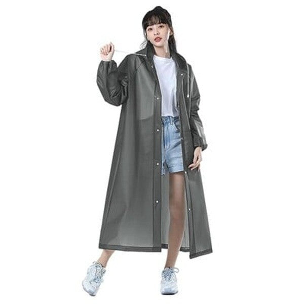 Pelerina de Ploaie, Flippy, pentru Adulti 150-180 cm, din EVA, Impermeabila, Rezistenta la Vant, Inchidere cu Capse, 140 g, Gri