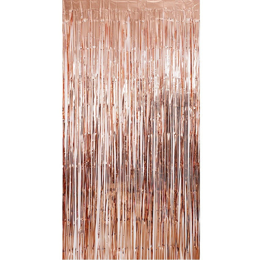 Perdea Franjurata, Flippy, Model Decor Petrecere, pentru Fundal de Poze, Amenajare Colorata a Petrecerii, Dimensiune 100x200 cm, Roz Auriu