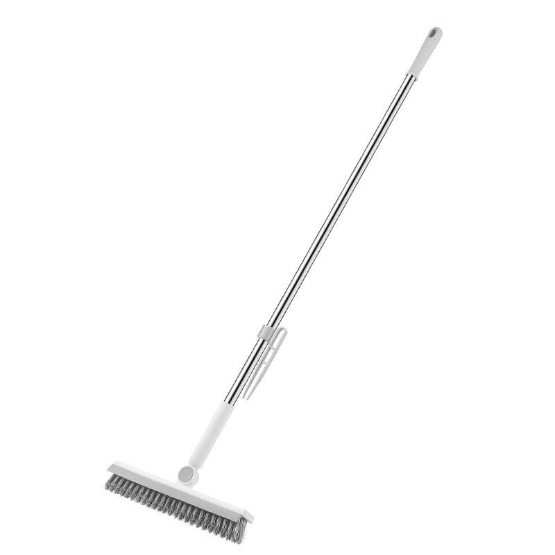 Perie de Curatare pentru Podele si Rosturi, Flippy, Lungime Maner 105 cm, Capat Pivotant 180 Grade, Peri din PP, Otel si Plastic, Cleste pentru Scame si Par Inclus, Alb