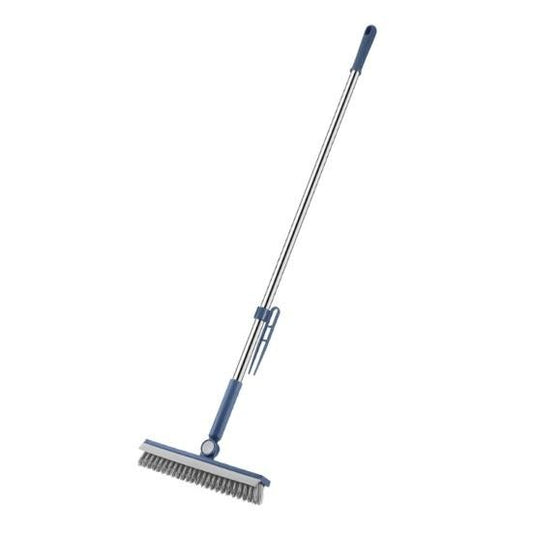 Perie de Curatare pentru Podele si Rosturi, Flippy, Lungime Maner 105 cm, Capat Pivotant 180 Grade, Peri din PP, Otel si Plastic, Cleste pentru Scame si Par Inclus, Albastru