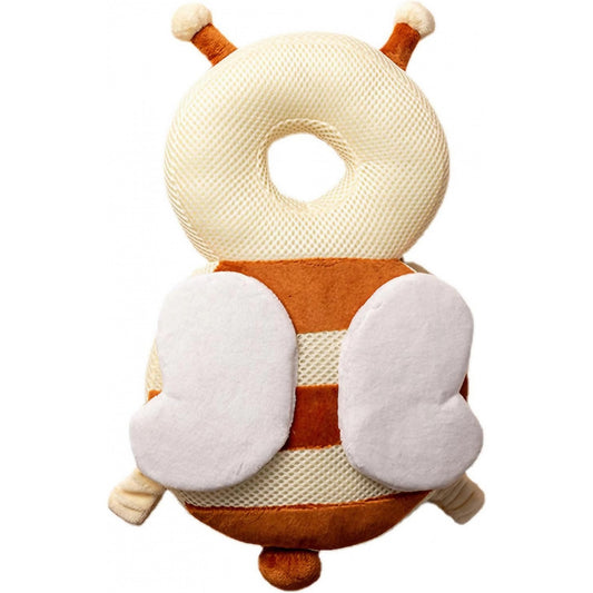 Perna tip Rucsac pentru Protectia Capului, Flippy, Tetiera tip Albina, pentru Bebelusi, Design tip Plasa, 33x6x19 cm, 180 g, Maro/Bej