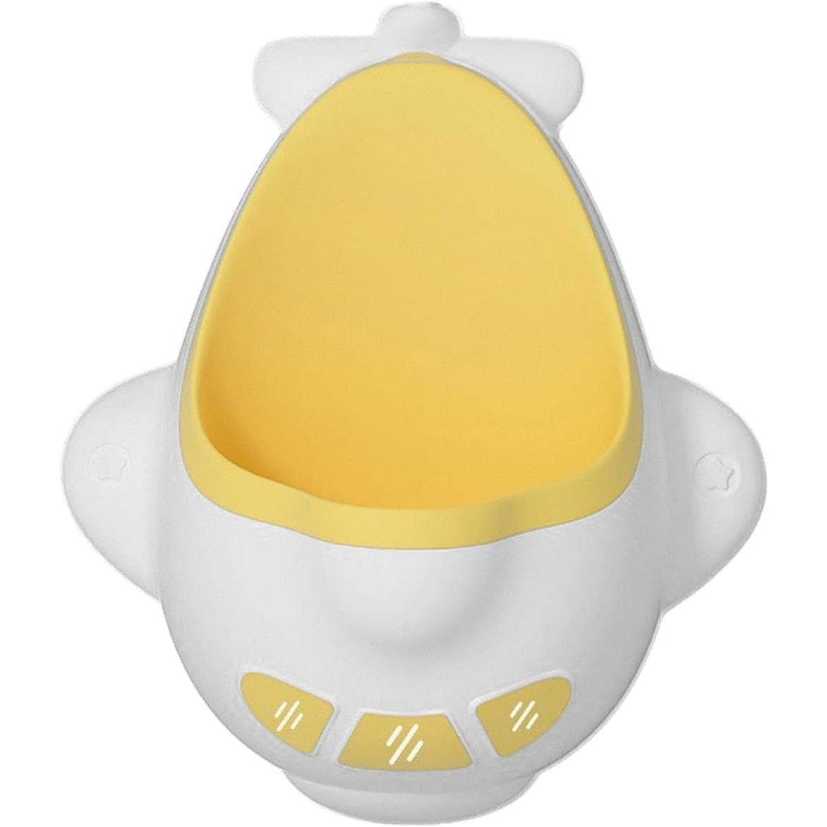 Pisoar pentru Baieti, Flippy, 0-8 Ani, in Forma de Avion, Perie Inclusa, Montare pe Perete, Carlig Autoadeziv Inclus, 29 x 33.5 cm, Alb/Galben