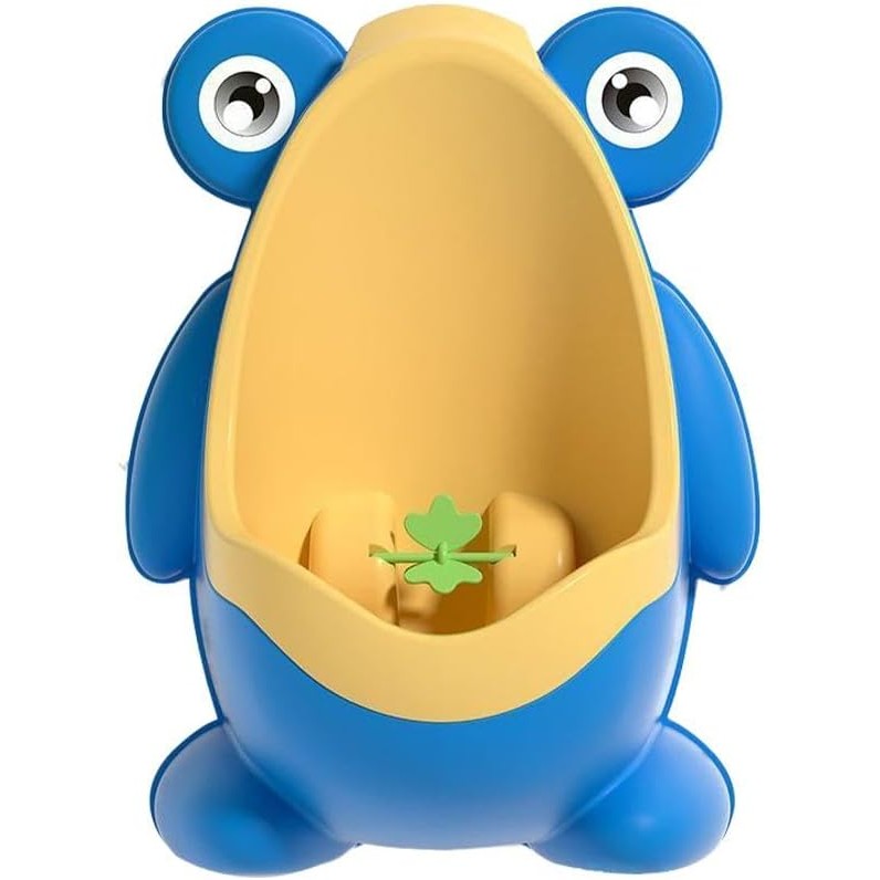 Pisoar pentru Baieti, Flippy, 0-8 Ani, in Forma de Broasca, Perie Inclusa, Montare pe Perete, Carlig Autoadeziv Inclus, 29 x 22.5 cm, Albastru