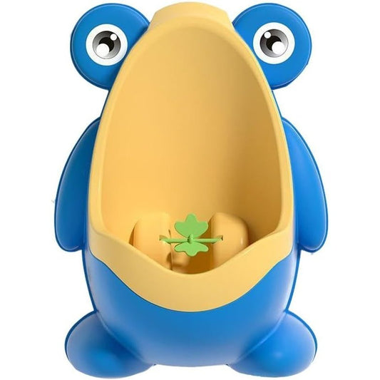 Pisoar pentru Baieti, Flippy, 0-8 Ani, in Forma de Broasca, Perie Inclusa, Montare pe Perete, Carlig Autoadeziv Inclus, 29 x 22.5 cm, Albastru