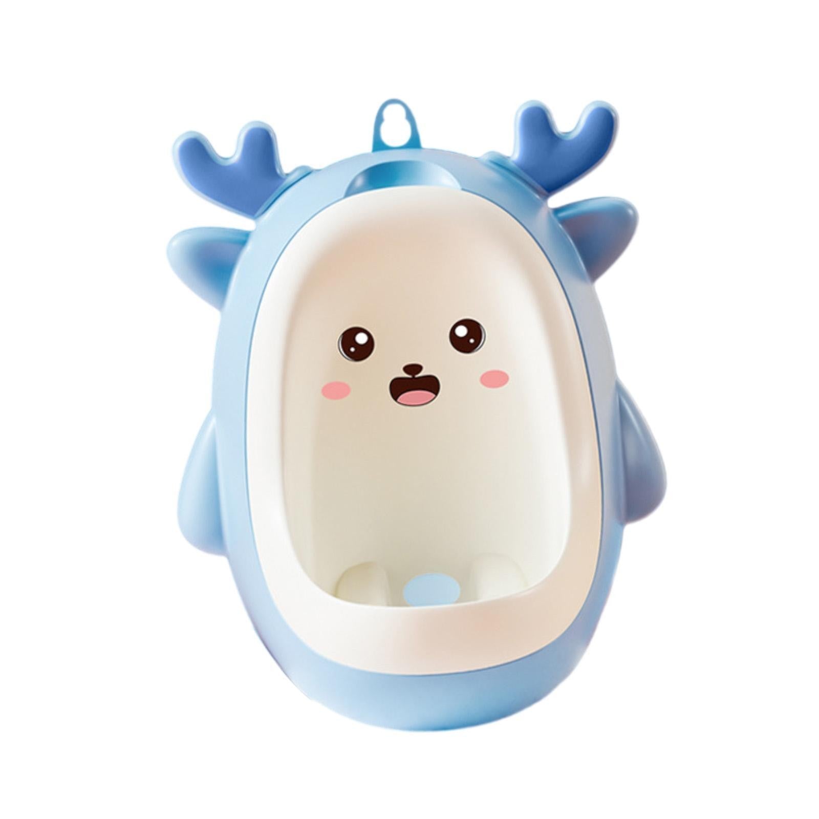 Pisoar pentru Baieti, Flippy, 0-8 Ani, in Forma de Cerb, Perie Inclusa, Montare pe Perete, Carlig Autoadeziv Inclus, 29.8 x 23.8 cm, Albastru