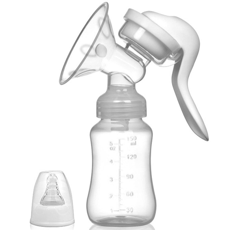 Pompa de San Manuala Multifunctionala, Flippy, Portabila, cu Tetina pentru Biberon, Anti-Scurgere, Anti-Reflux, 18.5x6 cm, 150 mL, Silicon, Recipient Transparent, Alb