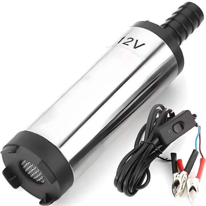 Pompa Electrica Transfer Motorina, Flippy, Pompa Submersibila, din Otel Inoxidabil, DC 12 V, 12.3 x 3.4 cm, 12L/min, Argintiu