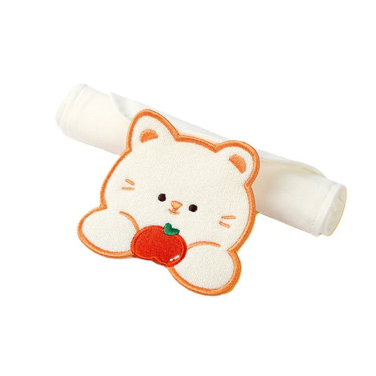 Prosop Absorbant, Flippy, din Bumbac, pentru Bebelusi, 19x28 cm, Model Pisica, Alb