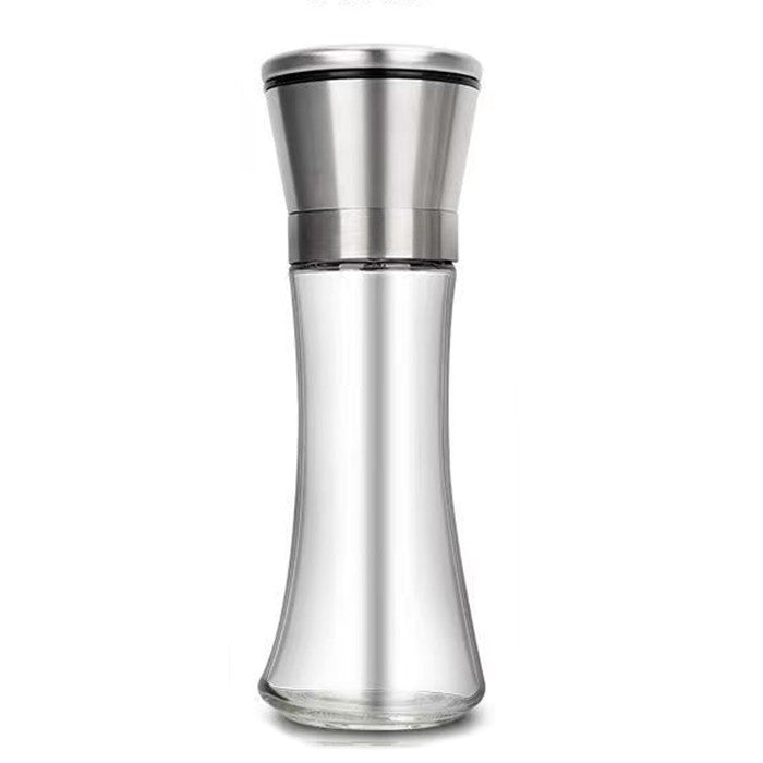 Rasnita Manuala pentru boabe, Flippy, Rasnita pentru Piper Sare Cafea, din Sticla cu Otel inoxidabil, 19.2 x 6.4 cm, volum 200 ml, Transparenta cu Capac din Inox