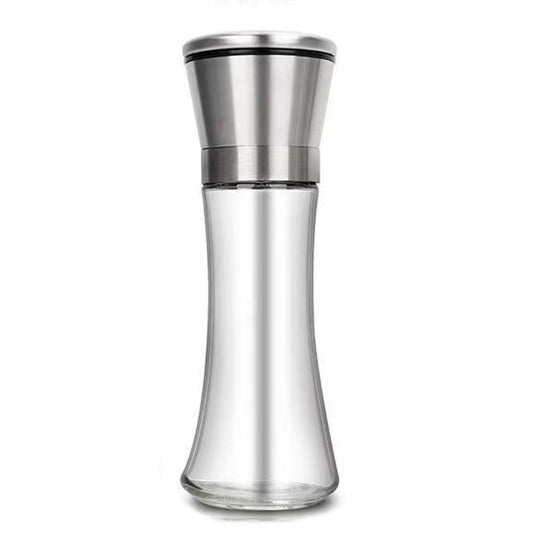 Rasnita Manuala pentru boabe, Flippy, Rasnita pentru Piper Sare Cafea, din Sticla cu Otel inoxidabil, 19.2 x 6.4 cm, volum 200 ml, Transparenta cu Capac din Inox