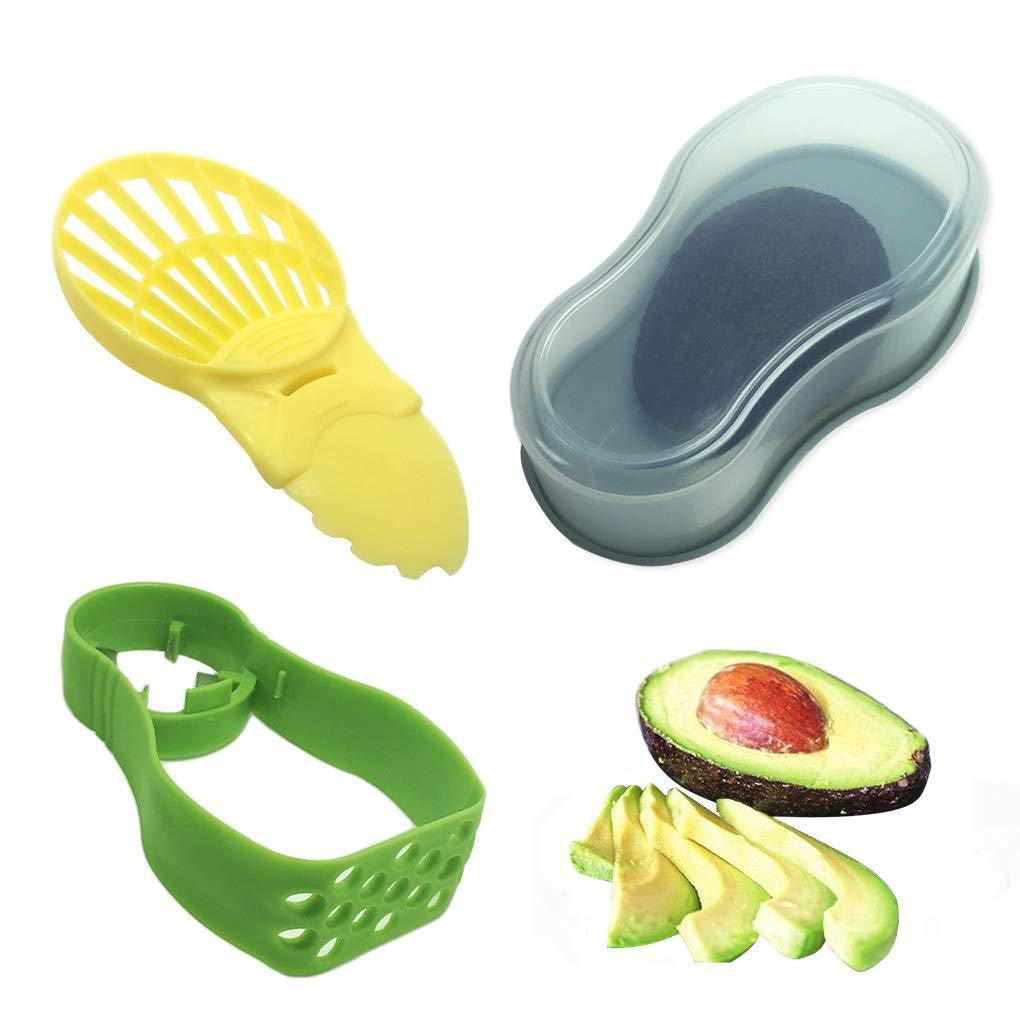 Recipient de Depozitare Avocado 5in1, Flippy, Etans, pentru Frigider, din Plastic, Dispozitiv de Taiat, Curatat, Feliat, 15x4.5x7 cm, Gri