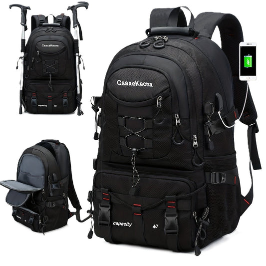 Rucsac Multifunctional de Alpinism, Flippy, Capacitate 36-55 L, de Calatorie, Impermeabil, Slot USB Incarcare Telefon, Bretele Reglabile, 52 x 34 x 19 cm, Negru