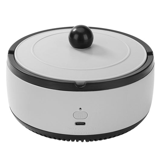 Scrumiera Multifunctionala cu Absorbtie, Flippy, Incarcare USB, cu Purificator de Aer, Scrumiera cu Absorbtie Fum, 14,5 x 14 x 7,5 cm, Gri