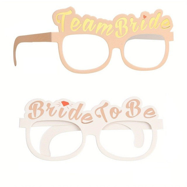 Set 10 Ochelari, Flippy, Tematica Petrecerea Burlacitelor, Model Team Bride si Bride to Be, 9 x Roz, 1 x Alb