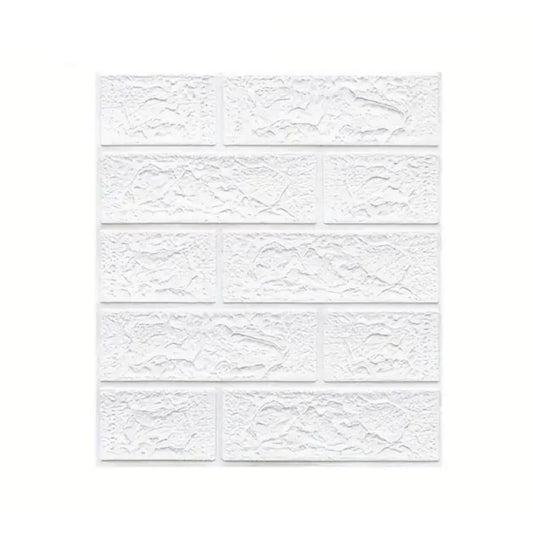 Set 10 Placi Tapet 3D, Flippy, 35 x 38 cm, Grosime 3 mm, din Polietilena, Model Caramida, Suprafata acoperita 1.33 mp, Alb