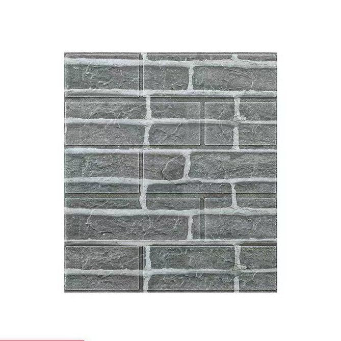 Set 10 Placi Tapet 3D, Flippy, 35 x 38 cm, Grosime 3 mm, din Polietilena, Model Caramida, Suprafata acoperita 1.33 mp, Gri