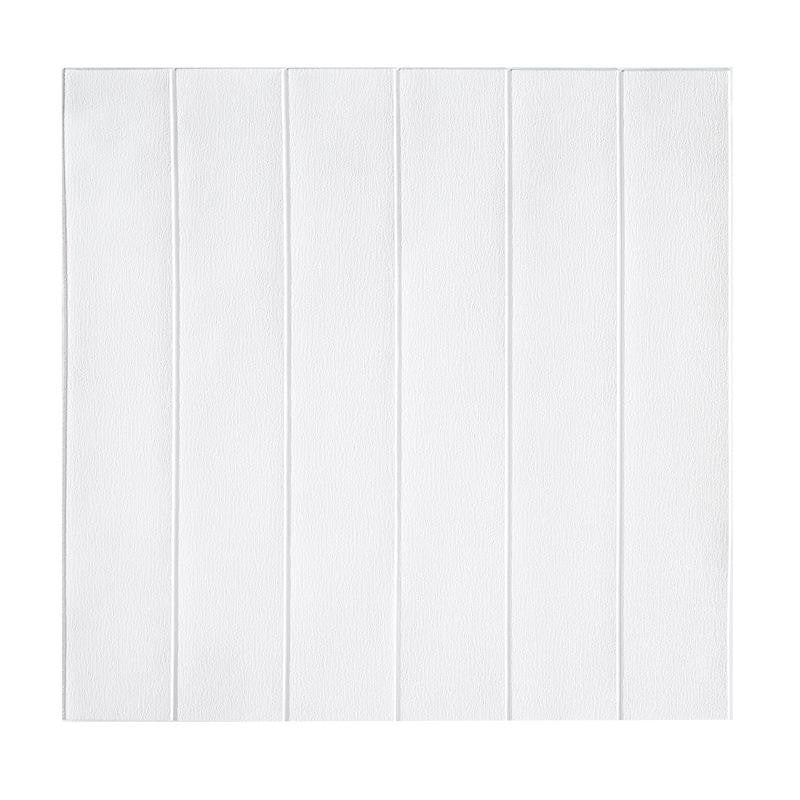 Set 10 Placi Tapet 3D, Flippy, 70 x 70 cm, Grosime 3 mm, din Rasina, Tip Placi de Lemn, Suprafata Acoperita 4.9 mp, Alb