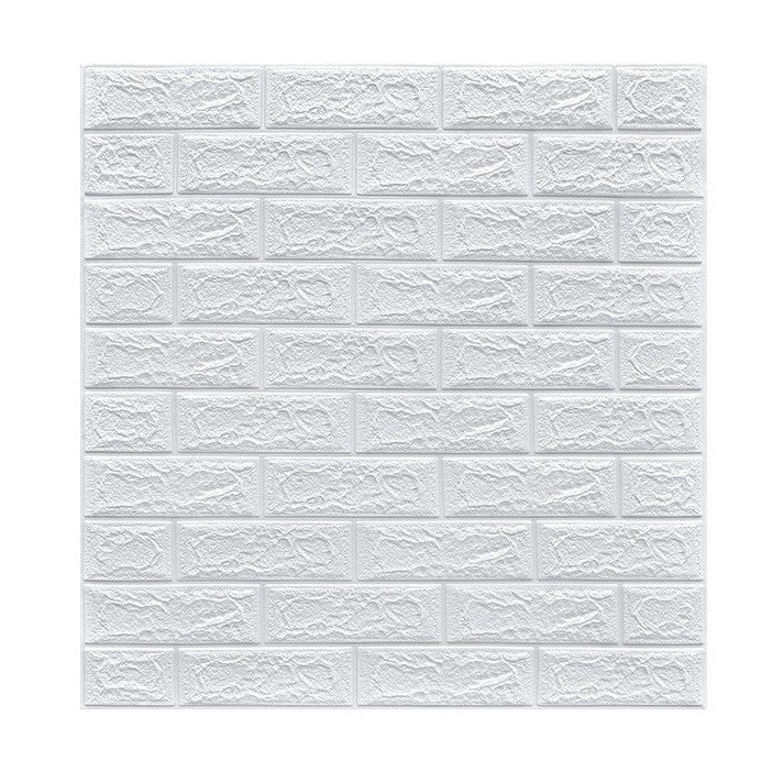 Set 10 Placi Tapet 3D, Flippy, 70 x 77 cm, Grosime 3 mm, din Polietilena, Model Caramida, Suprafata acoperita 5.3 mp, Alb