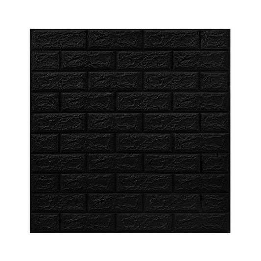 Set 10 Placi Tapet 3D, Flippy, 70 x 77 cm, Grosime 3 mm, din Polietilena, Model Caramida, Suprafata acoperita 5.3 mp, Negru