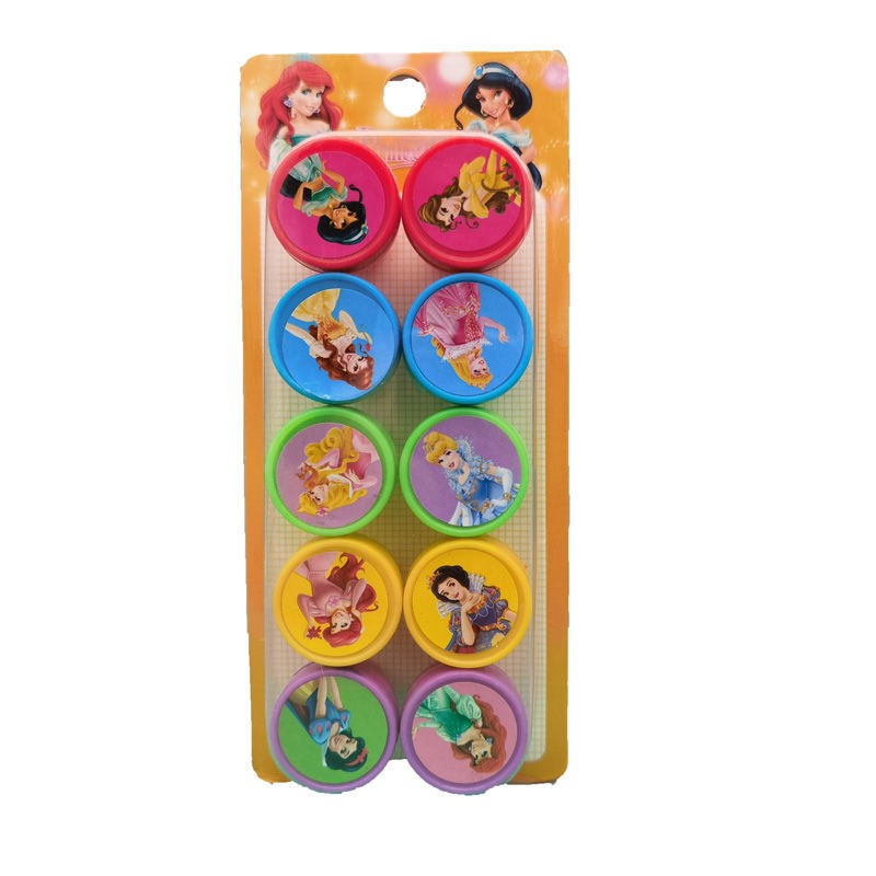 Set 10 Stampile, Flippy, pentru Copii 4-6 Ani, Model Printese din Desene, 20 x 5 x 2 cm, Multicolor