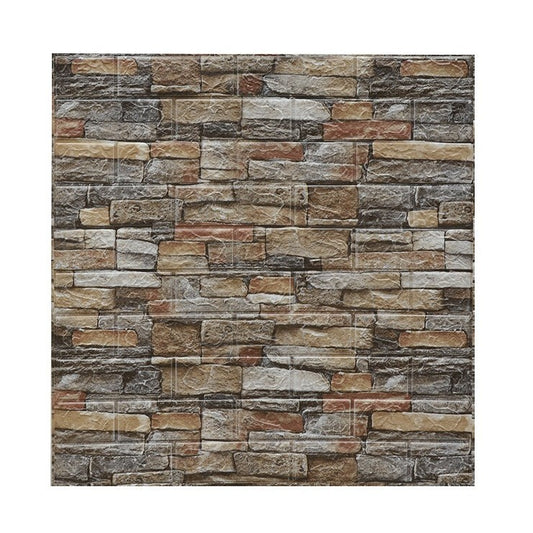 Set 10 Placi de Tapet, Flippy, Autoadezive, 70 x 77 cm, 2.5 mm Grosime, Suprafata Acoperita 5.3 mp, din PVC, Model Caramida, Roscat