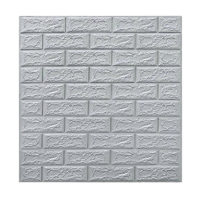 Set 10 Placi de Tapet, Flippy, Autoadezive, 70 x 77 cm, 3.5 mm Grosime, Suprafata Acoperita 5.3 mp, din PVC, Model Caramida, Gri