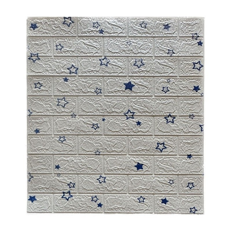 Set 10 Placi de Tapet, Flippy, Autoadezive, 70 x 77 cm, Suprafata Acoperita 5.3 mp, din PVC, Model Stelute Albastre, Alb