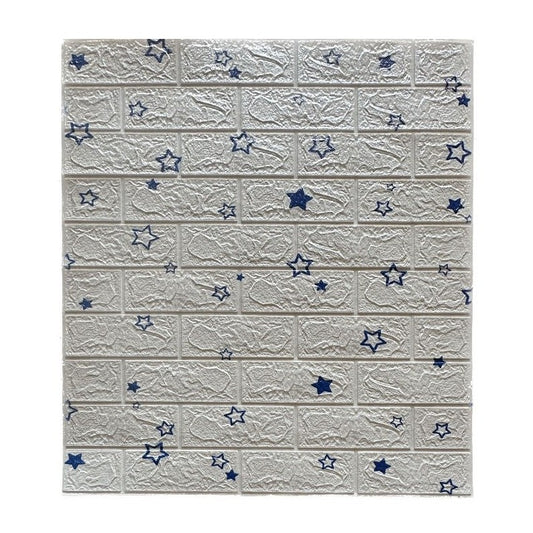 Set 10 Placi de Tapet, Flippy, Autoadezive, 70 x 77 cm, Suprafata Acoperita 5.3 mp, din PVC, Model Stelute Albastre, Alb