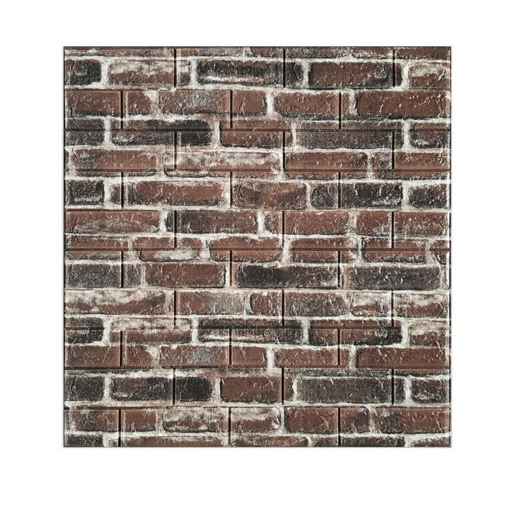 Set 10 Placi de Tapet, Flippy, Autoadezive, 70 x 77 cm, 4 mm Grosime, Suprafata Acoperita 5.3 mp, din PVC, Model Caramida Rosie, Caramiziu