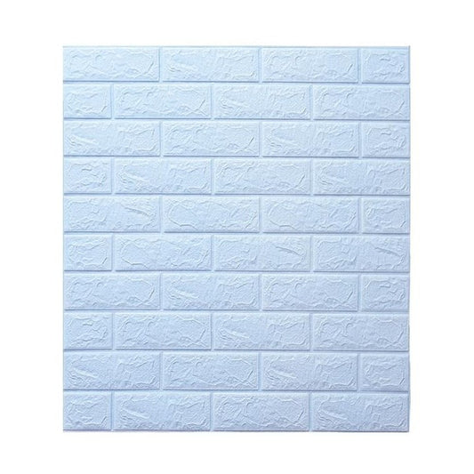 Set 10 Placi de Tapet, Flippy, Autoadezive, 70 x 77 cm, 3.5 mm Grosime, Suprafata Acoperita 5.3 mp, din PVC, Model Caramida, Albastru Deschis