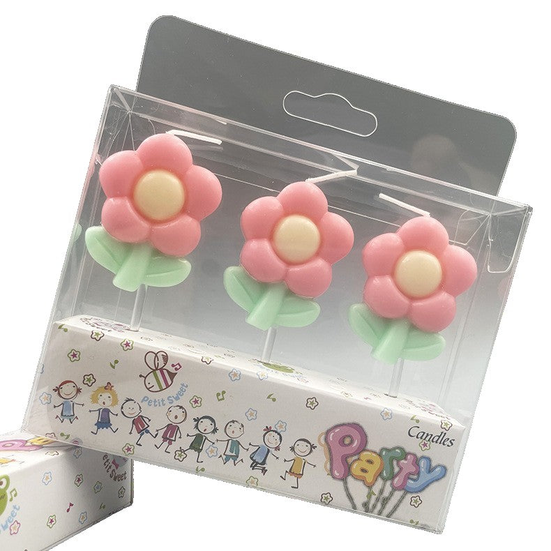 Set 3 Lumanari, Flippy, Tema Flori, Model 2, din Parafina, Multicolor