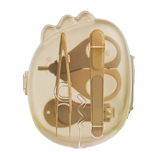 Set 4in1 de Ingrijire Unghii pentru Bebelusi, Flippy, Cutie de Depozitare Dinozaur Transparent, 0-6 Ani, 11.5 x 9 x 3 cm, Bej