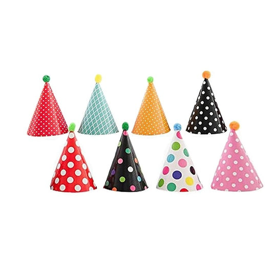 Set 6 Coifuri, Flippy, Petrecere Copii, din Carton, 24 x 13.5 cm, Model cu Buline si Dungi, Multicolor