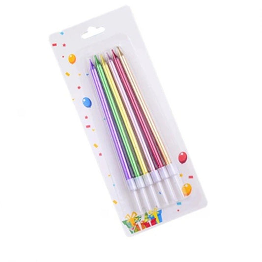 Set 6 Lumanari de Tort, Flippy, din Parafina, 11 x 0.4 cm, Lucioase, Multicolor