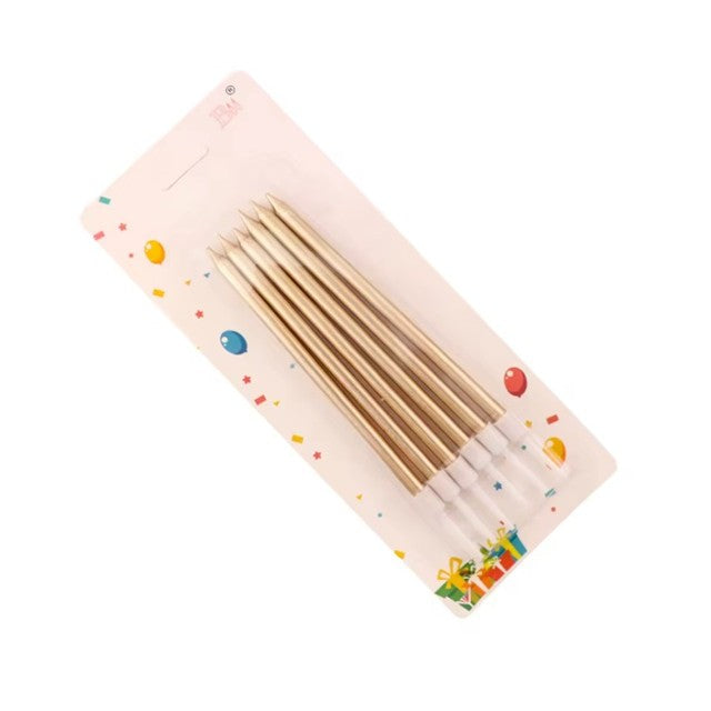 Set 6 Lumanari de Tort, Flippy, din Parafina, 11 x 0.4 cm, Lucioase, Sampanie