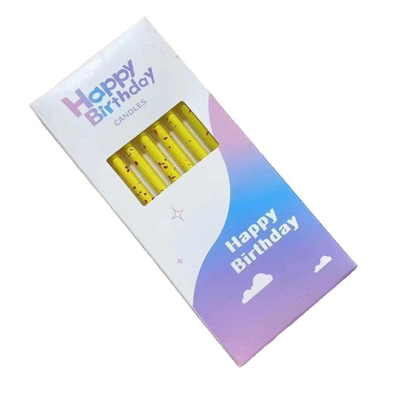 Set 6 Lumanari Lungi, Flippy, din Parafina, 10 x 0.5 cm, Happy Birthday, Galben