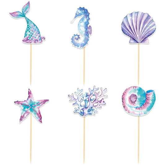 Set 6 Props-uri pentru Prajituri Sirena, Flippy, Colectia Mermaid, Multicolor