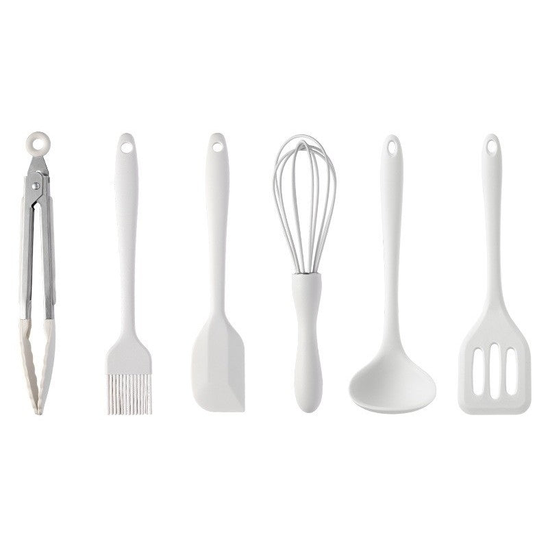 Set 6 Ustensile de Bucatarie, Flippy, din Silicon+Inox, Termorezistente, Antiaderente, 23 x 13 x 3 cm, Alb Ivory