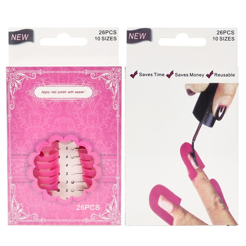 Set 26 buc Sabloane Reutilizabile pentru Oja, Flippy, pentru Manichiura Ingrijita, fara Depasire Margini, Protectie Cuticula, 10 Marimi, din Plastic, Roz