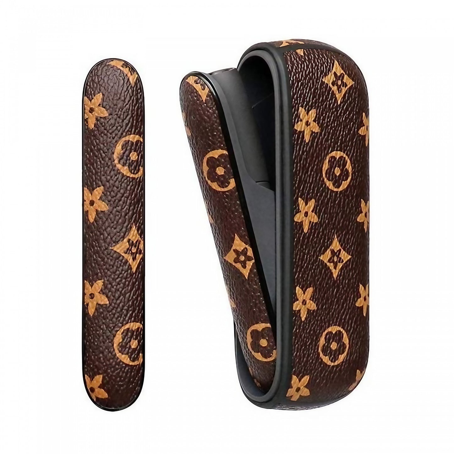 Set Husa Piele Ecologica Si Capac Plastic Flippy, pentru IQOS 3.0 DUO, de Protectie, Anti Soc si Zgarieturi, 20 gr, 12 x 4 x 2 cm, Maro