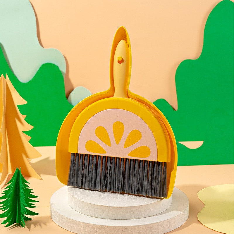 Set Mini Matura si Faras, Flippy, LITTLE CLEANER, Uz Casnic, pentru Birou, Bucatarie, Casa, Model Lamaie, 23 x 18 cm Galben-Portocaliu