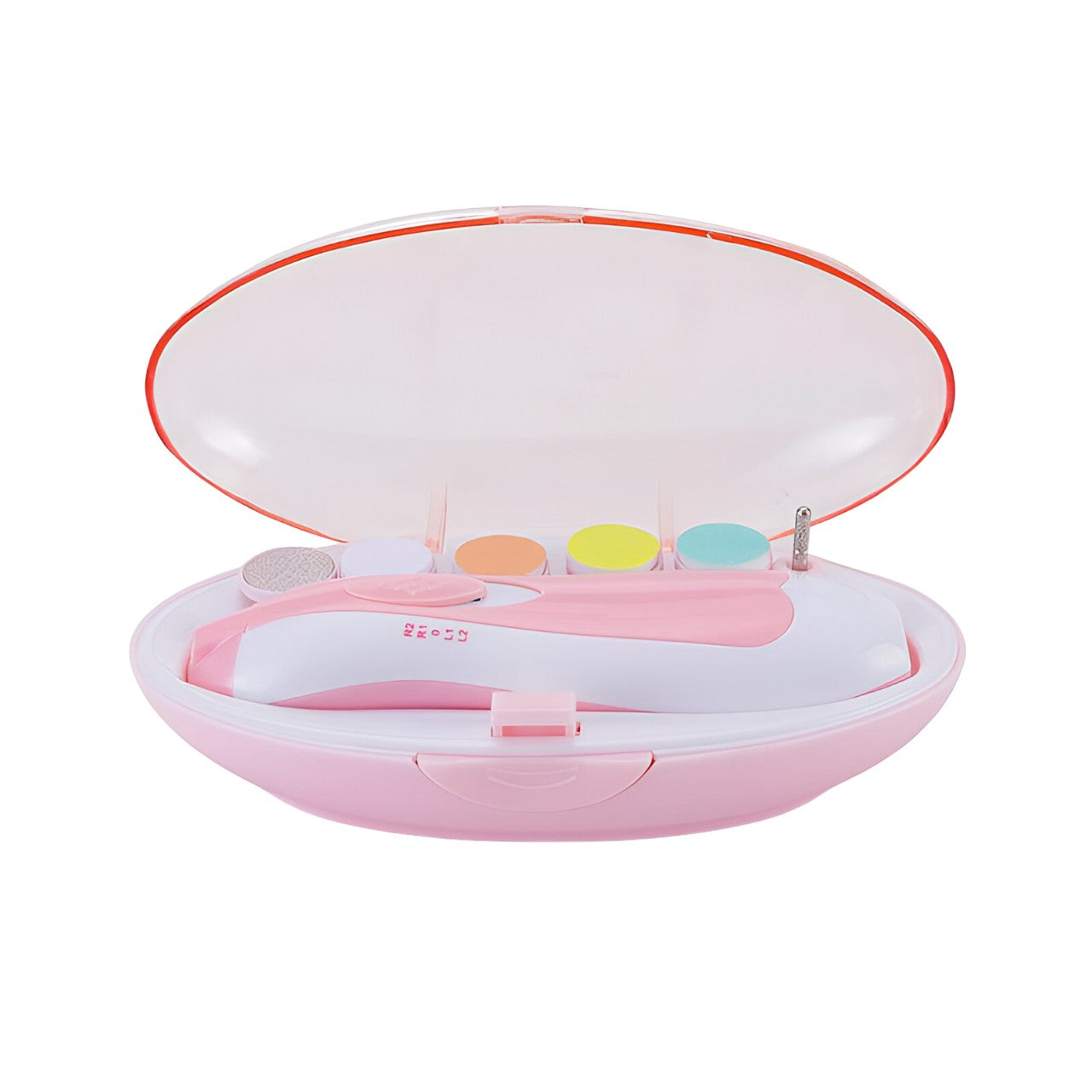 Set Pila Electrica pentru Copii si Bebelusi, Flippy, ABS, 6 Accesorii, cu Lumina LED, Roz Alb