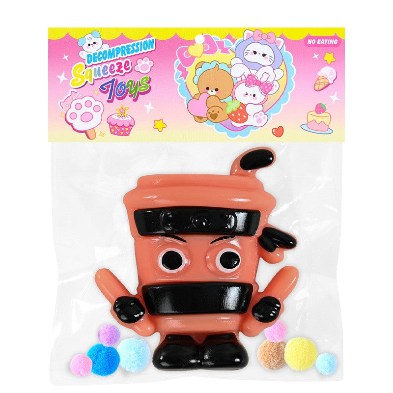 Jucarie Antistres Squishy, Flippy, Model Cappuccino Assassino, cu Revenire Lenta, din TPR, 12 x 11 x 3 cm, Multicolor