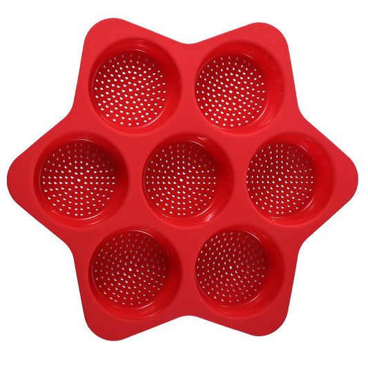 Forme de Silicon pentru Copt, Flippy, 7 Forme Rotiunde, pentru Burgeri si Prajituri, 38.5 x 4 cm, Rosu