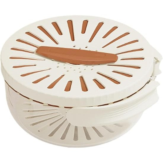 Strecuratoare 2 in 1 pentru Fructe si Legume, Flippy, Cos de Scurgere si Cutie de Depozitare, 15.5 x 8.3 cm, din PP, cu Maner si Capac, Maro