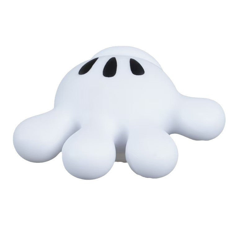 Suport de Baie, Flippy, Multifunctional, pentru Periute/Cabluri, din PVC, cu Ventuza, Model Manusa Mickey Mouse, 7 x 6.5 cm, Alb