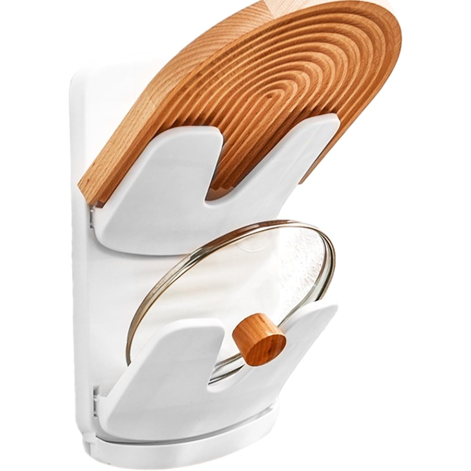 Suport de Bucatarie, Flippy, pentru Capace/Tocatoare, din Plastic, Colectare Apa Scursa, Montare fara Perfoarare, 33.3 x 20.7 x 3.5 cm, Alb