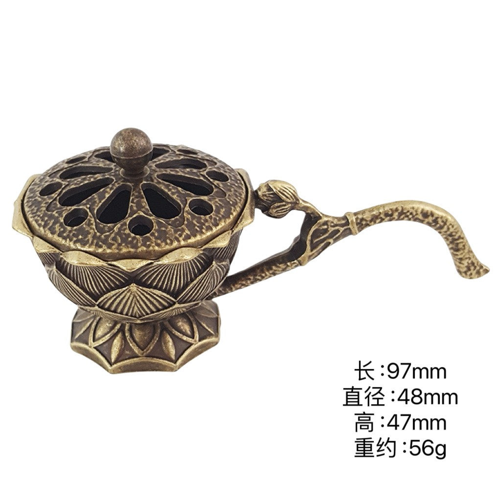 Suport de Tamaiat, Flippy, din Aliaj de Zinc, Model Lotus, Ignifug, 9.7 x 4.8 x 4.7 cm, Bronz